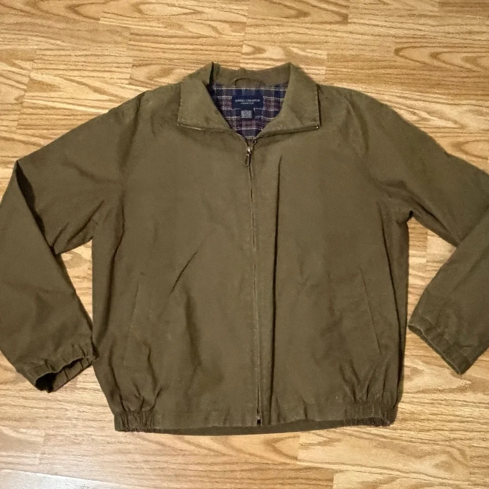 Daniel Cremieux Olive Green Zip Jacket Plaid Lined Men’s M